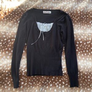 Black and white coquette style top